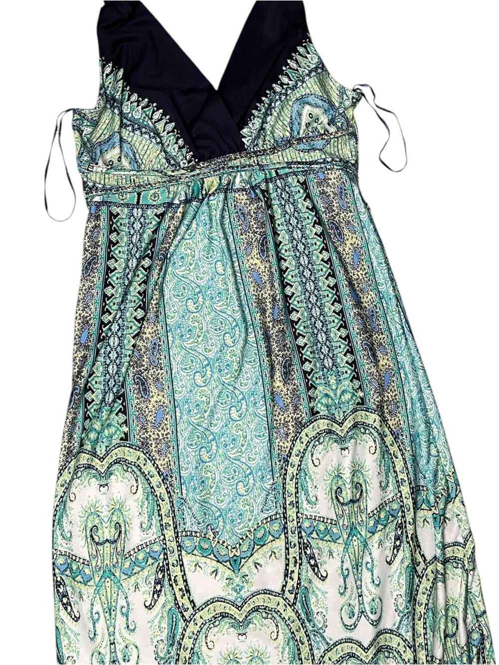 JohnPaulRichard Aqua & Navy Paisley Maxi Dress - Picture 3 of 5